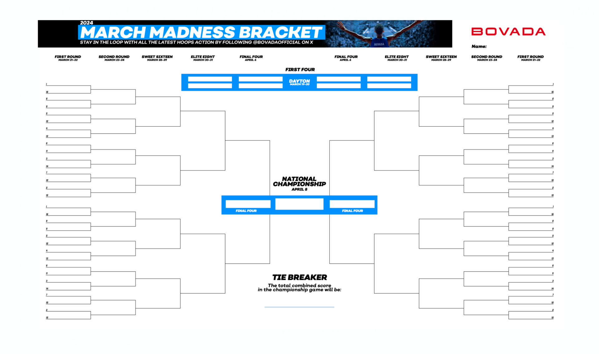 March Madness Bracket: Printable PDF